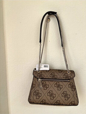 GUESS Noelle Convertible Crossbody Flap Bag Shoulder Bag, Brown